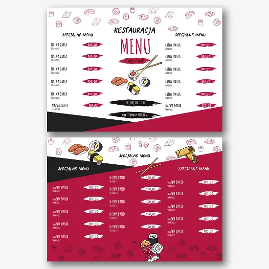 Szablon menu japońskiej restauracji