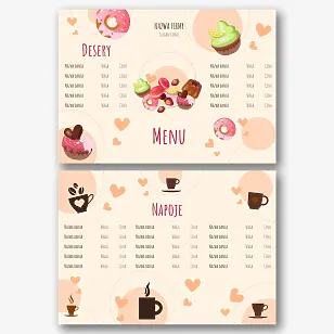 Szablon menu deserów w kawiarni