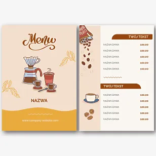 Szablon menu dla kawiarni