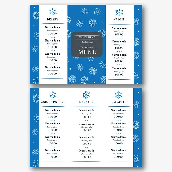 Szablon sezonowego menu zimowego