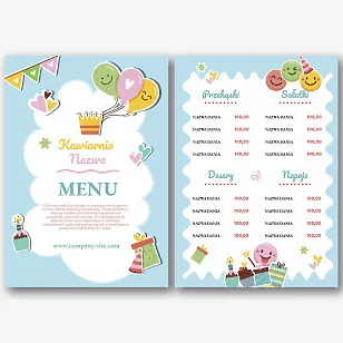 Szablon menu kawiarni dla dzieci