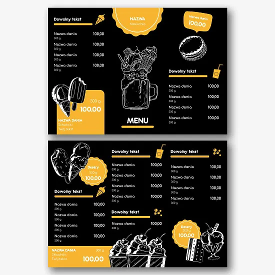 Szablon menu w lodziarni