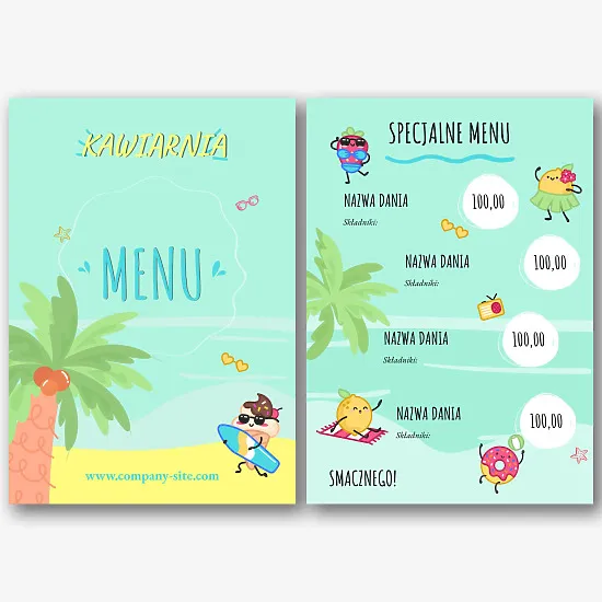 Szablon menu kawiarni dla dzieci