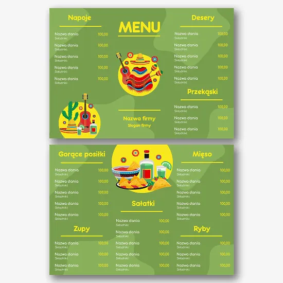 Szablon menu kuchni meksykańskiej