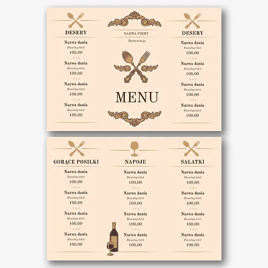 Szablon menu restauracji Retro