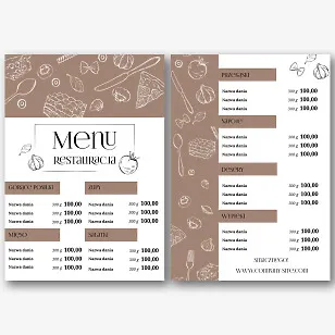 Szablon menu restauracji