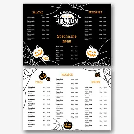 Szablon menu na imprezę Halloween