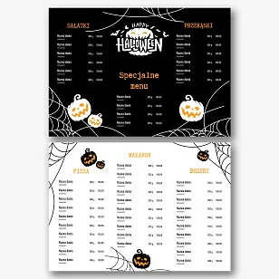 Szablon menu na imprezę Halloween