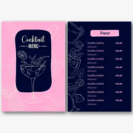 Szablon menu koktajlowego