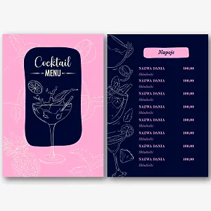 Szablon menu koktajlowego