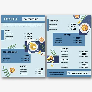 Szablon menu restauracji