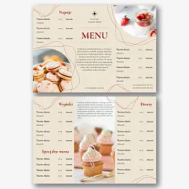 Szablon menu kawiarni cukierni