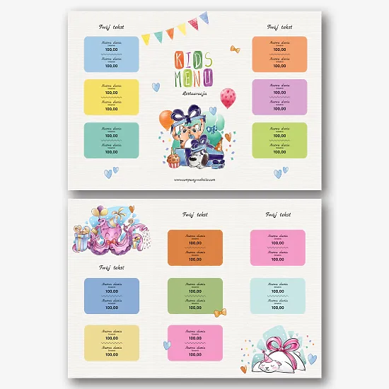 Szablon menu dla dzieci 