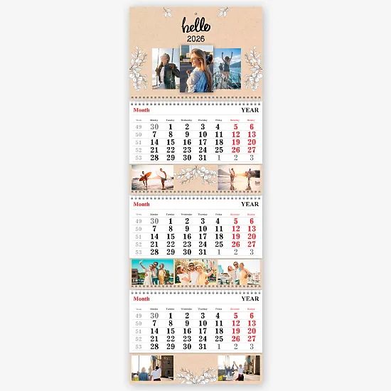 Szablon kalendarza ściennego"cześć"