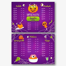 Szablon menu na imprezę Halloween