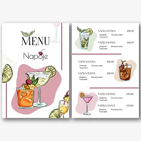 Szablon menu napojów