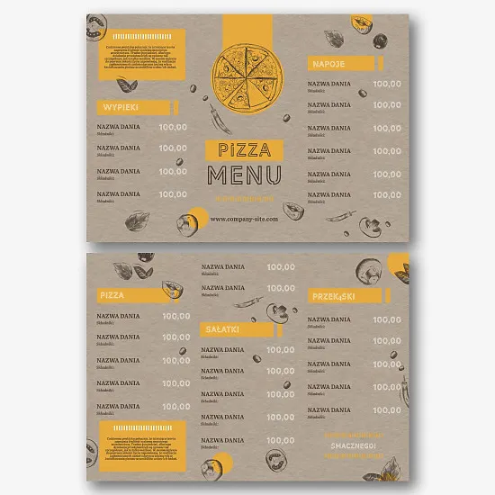 Szablon menu pizzerii