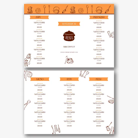 Szablon menu głównego dla restauracji