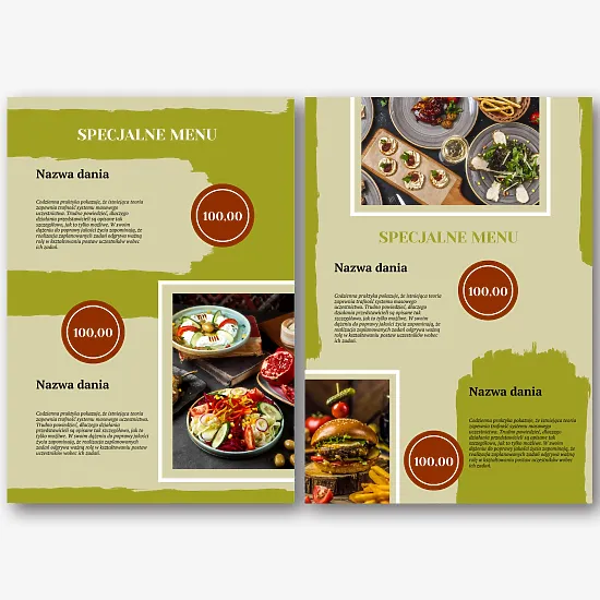 Szablon menu restauracji
