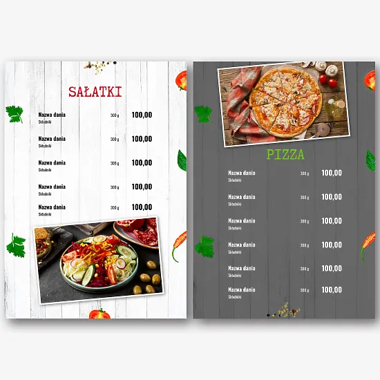 Szablon menu restauracji