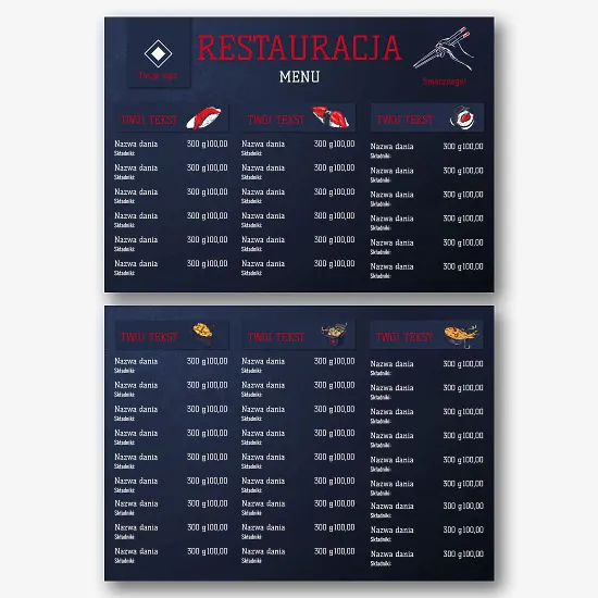 Szablon menu restauracji azjatyckiej