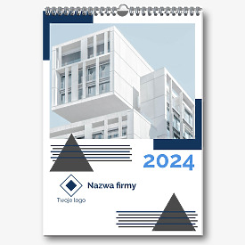 Szablon kalendarza biznesowego naściennego z architekturą