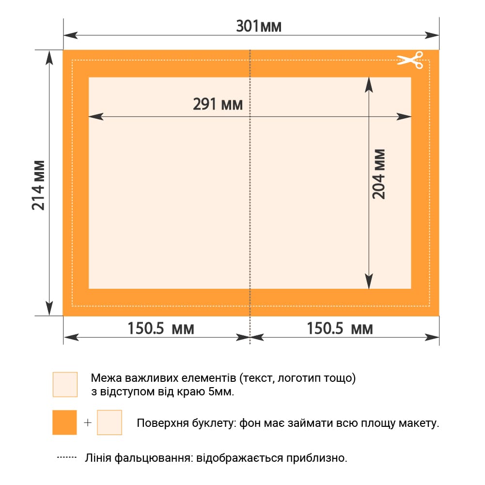 вимоги до макетів буклета з одним фальцем